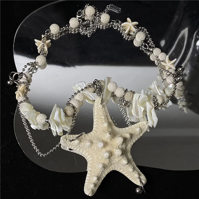 Creative Pentagram Starfish Shell Stainless Steel Stitching Tassel Necklace Fashion Party Sweater Chain
Creative Pentagram Starfish Shell Stainless Steel Stitching Tassel Necklace Fashion Party Sweater Chain
