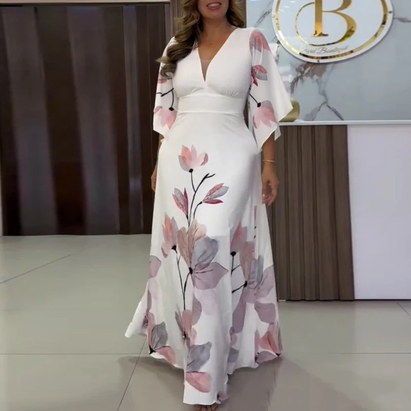 Летние макси-платья с цветочным принтом и v-образным вырезом, новое весеннее платье с короткими рукавами и высокой талией, 2026, офисное повседневное свободное длинное платье, Vestidos
Летние макси-платья с цветочным принтом и v-образным вырезом, новое весеннее платье с короткими рукавами и высокой талией, 2026, офисное повседневное свободное длинное платье, Vestidos