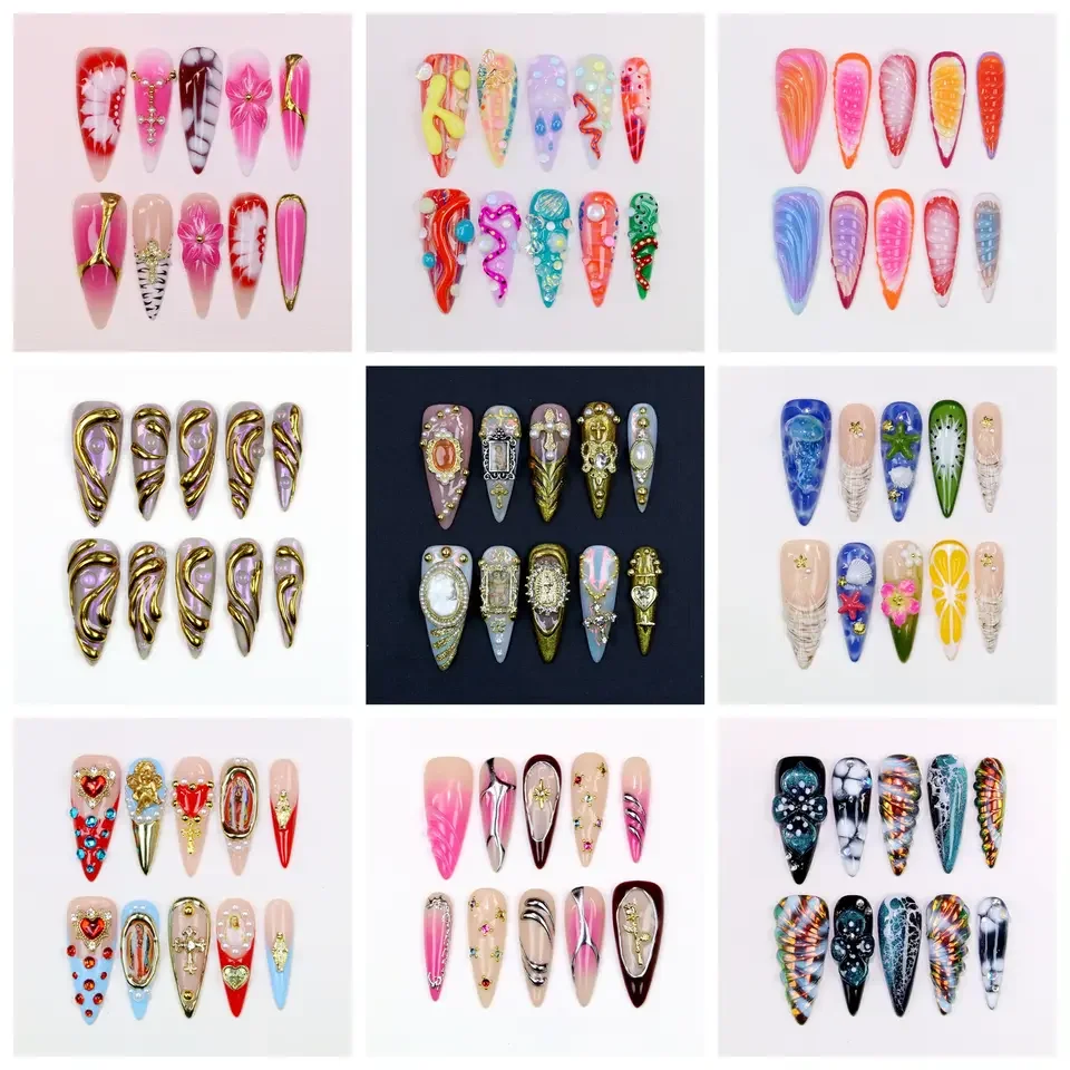 10Pcs Y2K 3D Custom Design Luxury Long Stiletto Press On Nails,Luxury Regal Beautiful Flowers Custom Stained Press On Nails
10Pcs Y2K 3D Custom Design Luxury Long Stiletto Press On Nails,Luxury Regal Beautiful Flowers Custom Stained Press On Nails