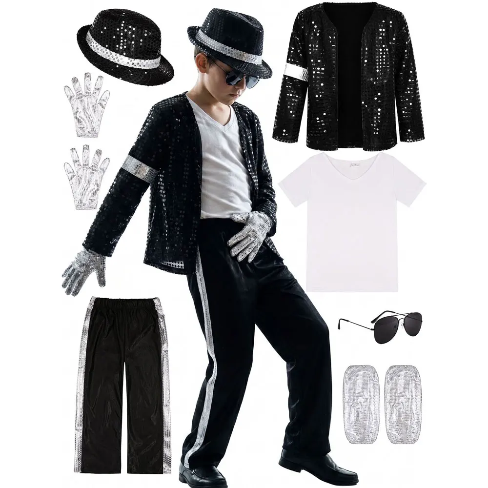 Children Michael Jackson Costume Metallic Shiny 80s 90s Stage Party Outfit Boy Girl Clothing Kids Cosplay Dance Star Costume Set
Children Michael Jackson Costume Metallic Shiny 80s 90s Stage Party Outfit Boy Girl Clothing Kids Cosplay Dance Star Costume Set