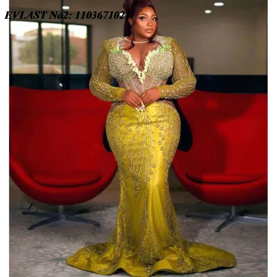 EVLAST индивидуальное африканское золотое платье русалки для выпускного вечера черное женское кружевное вечернее платье с кристаллами и бисером Robe De Soiree E2P135
EVLAST индивидуальное африканское золотое платье русалки для выпускного вечера черное женское кружевное вечернее платье с кристаллами и бисером Robe De Soiree E2P135