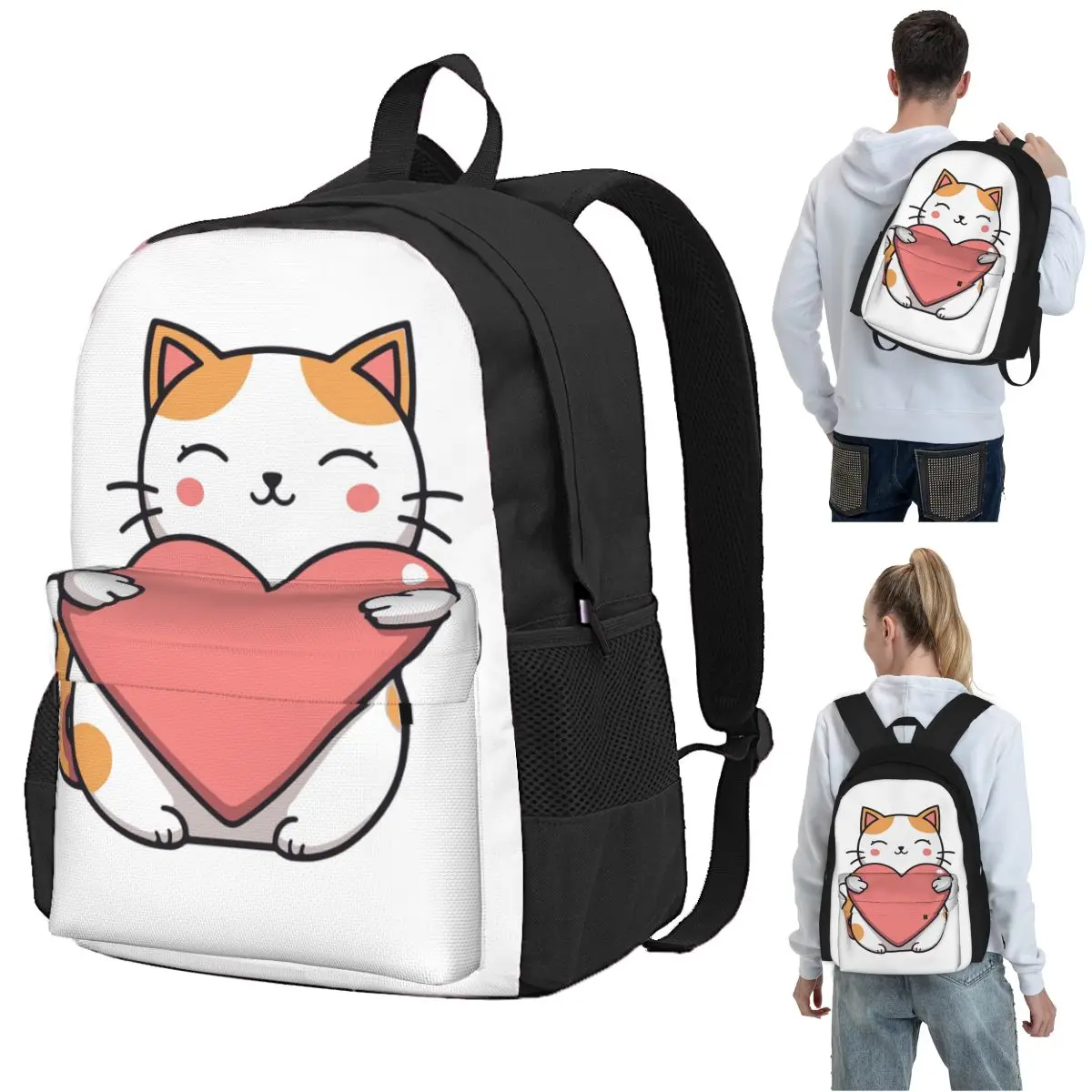 Kawaii Cat Hugging Heart Backpack Student BookBag Kids School Bag Computer Shoulder Bags for Men Women
Kawaii Cat Hugging Heart Backpack Student BookBag Kids School Bag Computer Shoulder Bags for Men Women