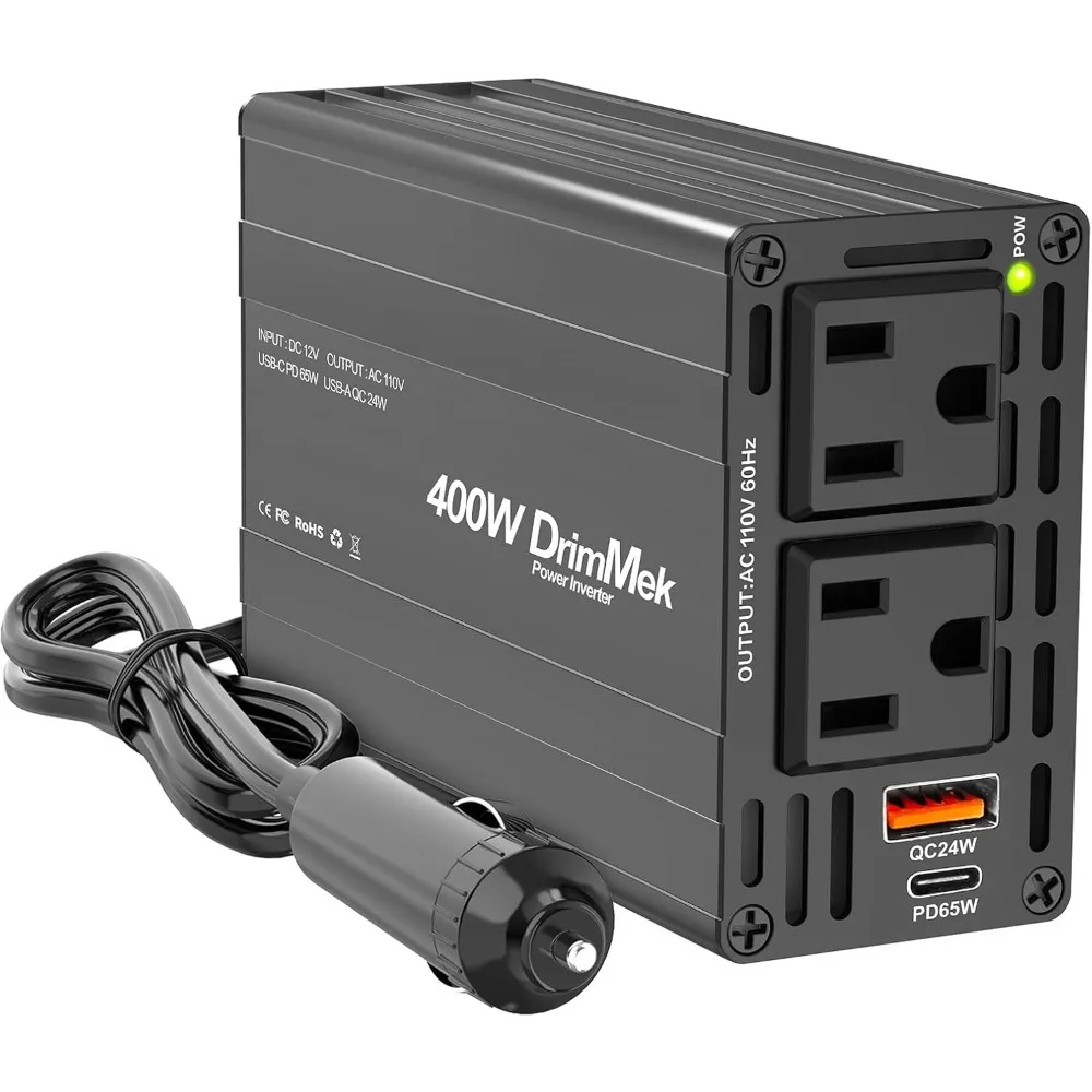 Автомобильный инвертор мощностью 400 Вт, двойные розетки переменного тока, USB C, 65 Вт, PD, 24 Вт, QC, автомобильный адаптер для зарядного устройства для ноутбука
Автомобильный инвертор мощностью 400 Вт, двойные розетки переменного тока, USB C, 65 Вт, PD, 24 Вт, QC, автомобильный адаптер для зарядного устройства для ноутбука