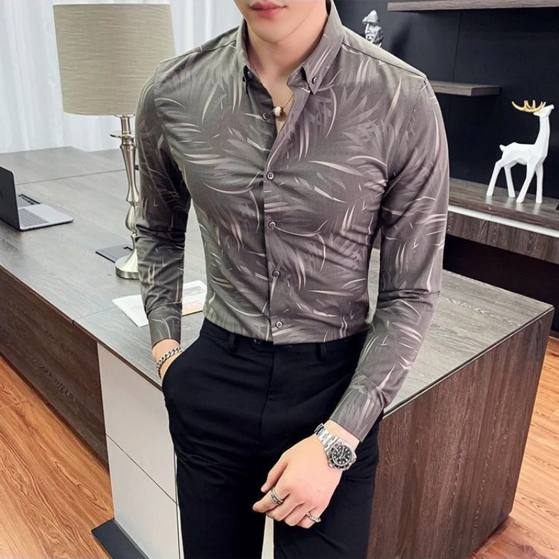 2026 Autumn Trendy Men Long Sleeve Printed Shirt Korean Style Casual Business Slim Fit Quality Top
2026 Autumn Trendy Men Long Sleeve Printed Shirt Korean Style Casual Business Slim Fit Quality Top