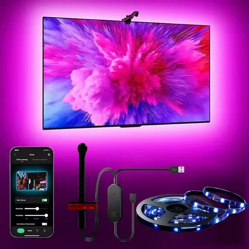 TV LED Backlight with AR Color Gamut Sensor, 12.5FT-16.4ft RGBIC Light Strip, Suitable for 55-85 Inch TVs and Monitors
TV LED Backlight with AR Color Gamut Sensor, 12.5FT-16.4ft RGBIC Light Strip, Suitable for 55-85 Inch TVs and Monitors