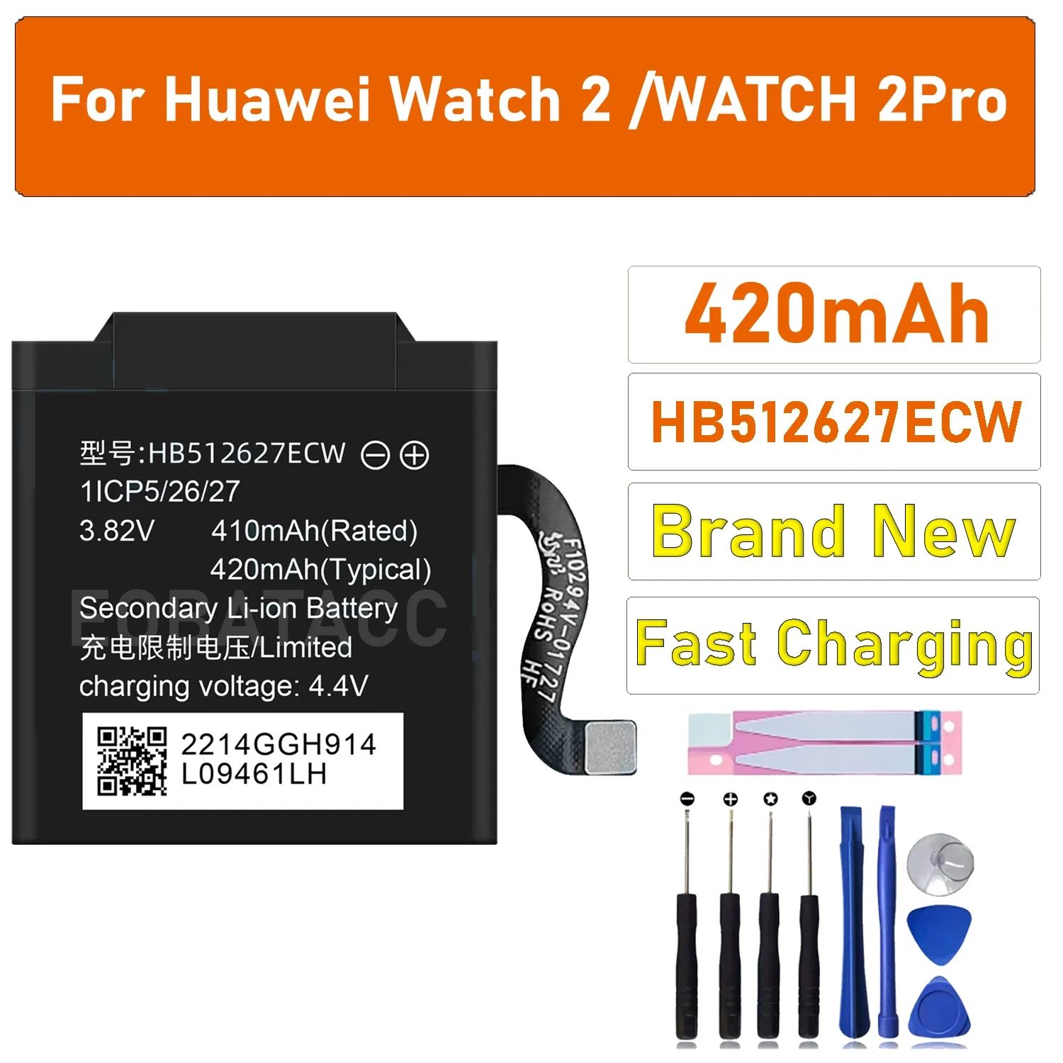 New Battery HB512627ECW For Huawei Watch2 Watch 2 Pro 4G EO-DLXXU Porsche Design HB512627ECW Battery 420mAh + Free Tools
New Battery HB512627ECW For Huawei Watch2 Watch 2 Pro 4G EO-DLXXU Porsche Design HB512627ECW Battery 420mAh + Free Tools