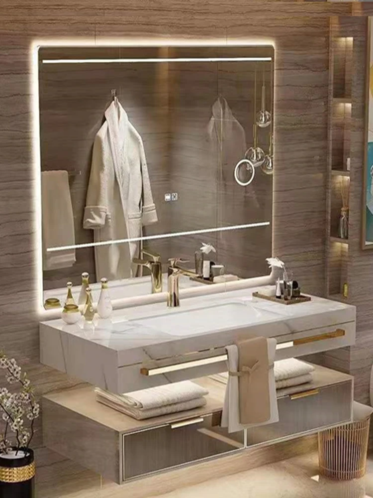 Floating Bathroom Vanity with Smart Mirror Cabinets Modern Ceramic Double Sink Furniture New
Floating Bathroom Vanity with Smart Mirror Cabinets Modern Ceramic Double Sink Furniture New