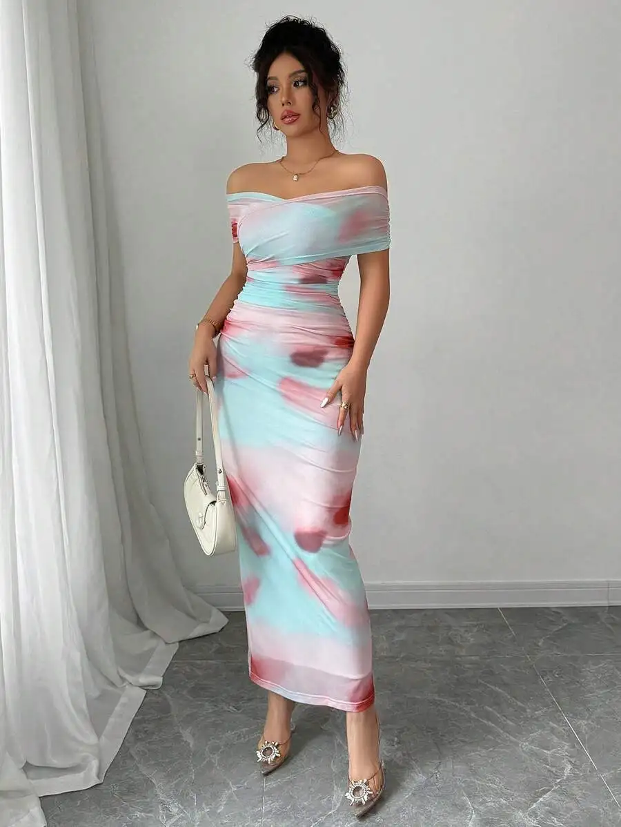 Womens Off Shoulder Bodycon Slim Fit Pastel Tie Dye Print Maxi Dress Spring Summer
Womens Off Shoulder Bodycon Slim Fit Pastel Tie Dye Print Maxi Dress Spring Summer