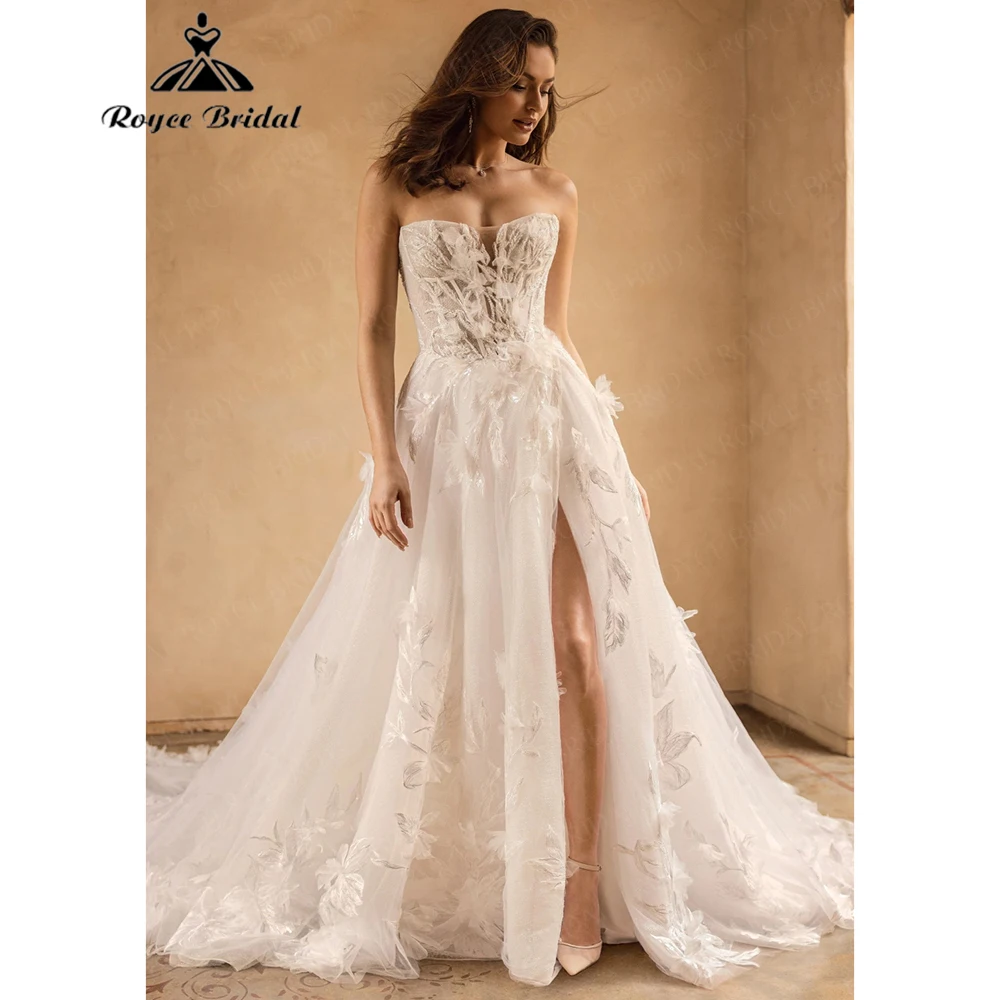 Roycebridal 2025 New Luxury Embroidered Lace on Net A Line Wedding Dress Strapless Court Train Bridal Gowns Customized Vestidos
Roycebridal 2025 New Luxury Embroidered Lace on Net A Line Wedding Dress Strapless Court Train Bridal Gowns Customized Vestidos