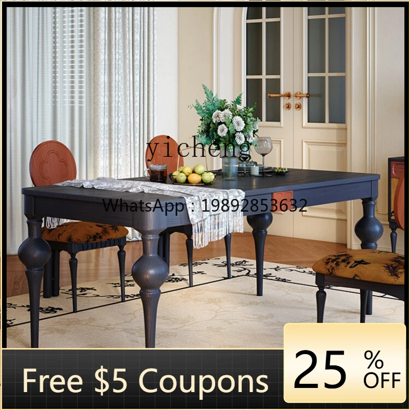 R1 retro solid wood dining table and chair combination household simple black ash wood rectangular dining table
R1 retro solid wood dining table and chair combination household simple black ash wood rectangular dining table