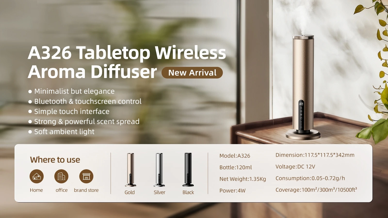 Bluetooth Wireless Diffuser 1200 Sq Ft Coverage 120ml Essential Oil Bottle Timer Residue-Free Aromatherapy house appliance
Bluetooth Wireless Diffuser 1200 Sq Ft Coverage 120ml Essential Oil Bottle Timer Residue-Free Aromatherapy house appliance