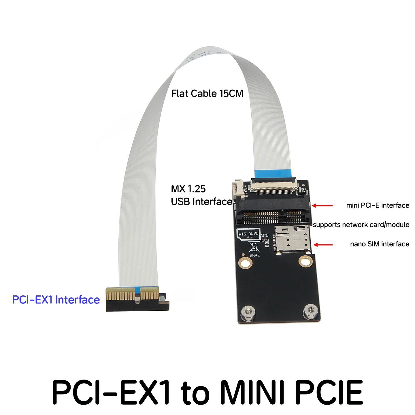 PCIe x1 to Mini PCI-E Module/Network Card Not Compatible With All Modules Support Mobile EC20 and Huawei ME909s-ec25 Modules