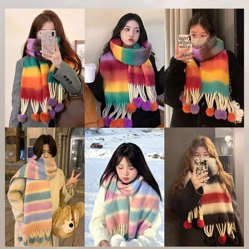 Зимний женский шарф — толстый вязаный шарф в красочную полоску с помпонами, супер теплая мягкая пряжа, одинаковый подарок для пары, дотами
Зимний женский шарф — толстый вязаный шарф в красочную полоску с помпонами, супер теплая мягкая пряжа, одинаковый подарок для пары, дотами
