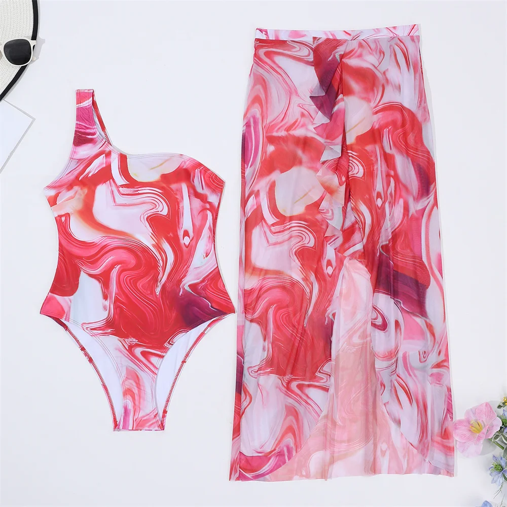 Sexy Y2k Printed Bikini One-shoulder Monokini Swimsuit Women Ruffled Mesh Dress Swimwear Two Piece Vacation Bikinis Beach Outfit
Sexy Y2k Printed Bikini One-shoulder Monokini Swimsuit Women Ruffled Mesh Dress Swimwear Two Piece Vacation Bikinis Beach Outfit