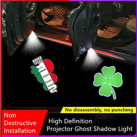 LED Emblem Lamp Car Door Projector Logo Welcome Light For Alfa Romeo 159 Mito Stelvio Brera Spider Giulietta Giulia Accessories