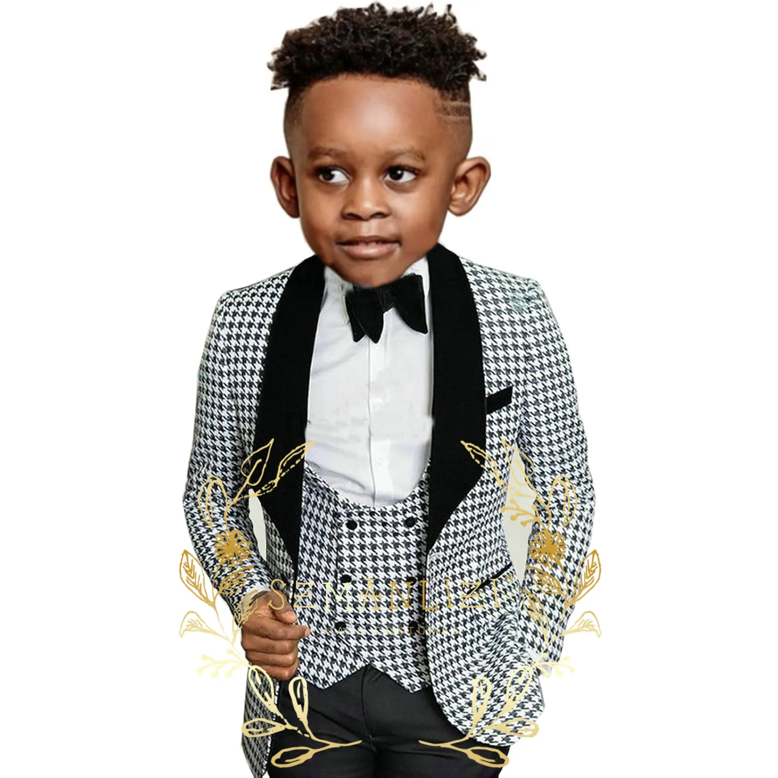 3 Pieces Houndstooth Boys Suits For Wedding Smoking Jacket Shawl Lapel Evening Tuxedo Suit Kid Clothing Party Blazer Suits Sets
3 Pieces Houndstooth Boys Suits For Wedding Smoking Jacket Shawl Lapel Evening Tuxedo Suit Kid Clothing Party Blazer Suits Sets