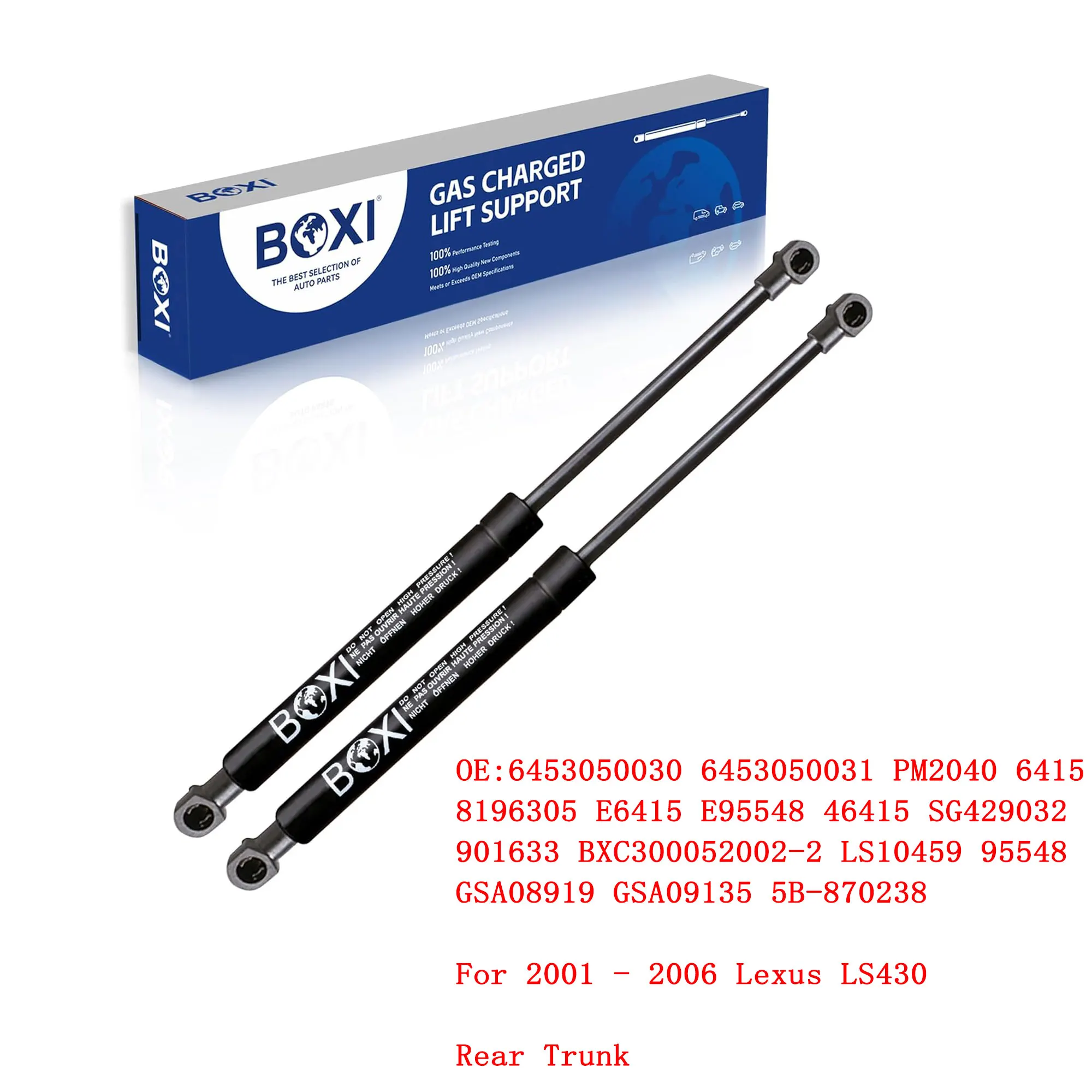 BOXI 2Pcs Rear Trunk Supports Struts 6415 6453050030 6453050031 PM2040 6415 For 2001 - 2006 Lexus LS430 Gas Springs Lift Struts
BOXI 2Pcs Rear Trunk Supports Struts 6415 6453050030 6453050031 PM2040 6415 For 2001 - 2006 Lexus LS430 Gas Springs Lift Struts