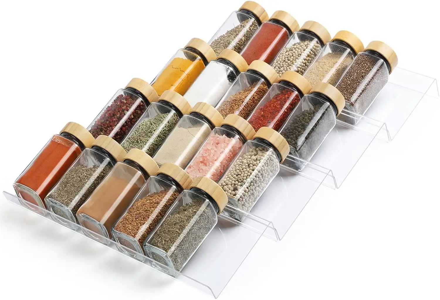 4-Tier Expandable Acrylic Spice Rack Organizer for Drawer, Clear Seasoning Storage Tray, Adjustable 9-18 Inch, Holds 20 Jars
4-Tier Expandable Acrylic Spice Rack Organizer for Drawer, Clear Seasoning Storage Tray, Adjustable 9-18 Inch, Holds 20 Jars