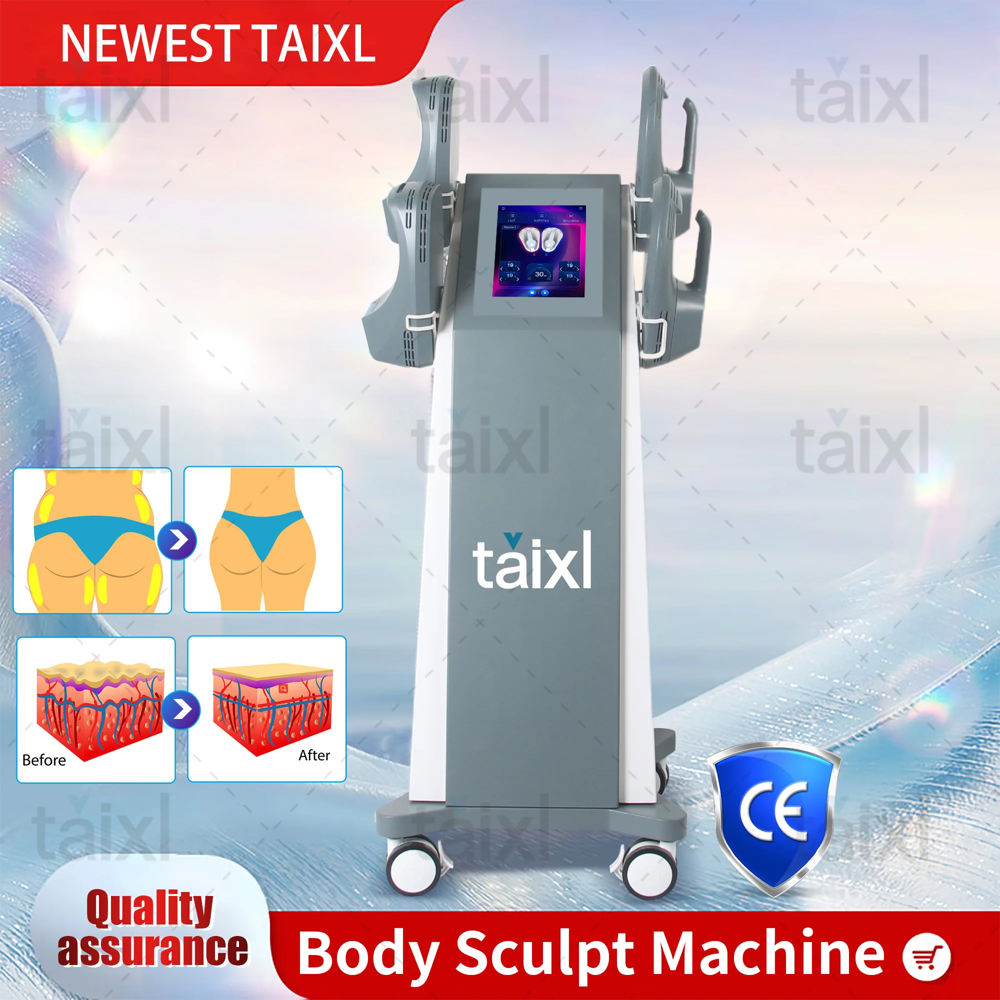 Taixl 200HZ NEO 6500W RF 4 Handles Machine 15tesla Hi-EMT Body Sculpting Fat Burning taixl Slimming Beauty Equipment
Taixl 200HZ NEO 6500W RF 4 Handles Machine 15tesla Hi-EMT Body Sculpting Fat Burning taixl Slimming Beauty Equipment
