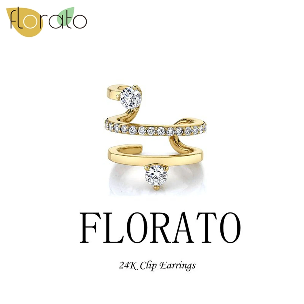 24K Gold 925 Sterling Silver Needle Minimalist Clip on Earring Gold Irregular Design White Zircon Light Luxury Earring for Women
24K Gold 925 Sterling Silver Needle Minimalist Clip on Earring Gold Irregular Design White Zircon Light Luxury Earring for Women