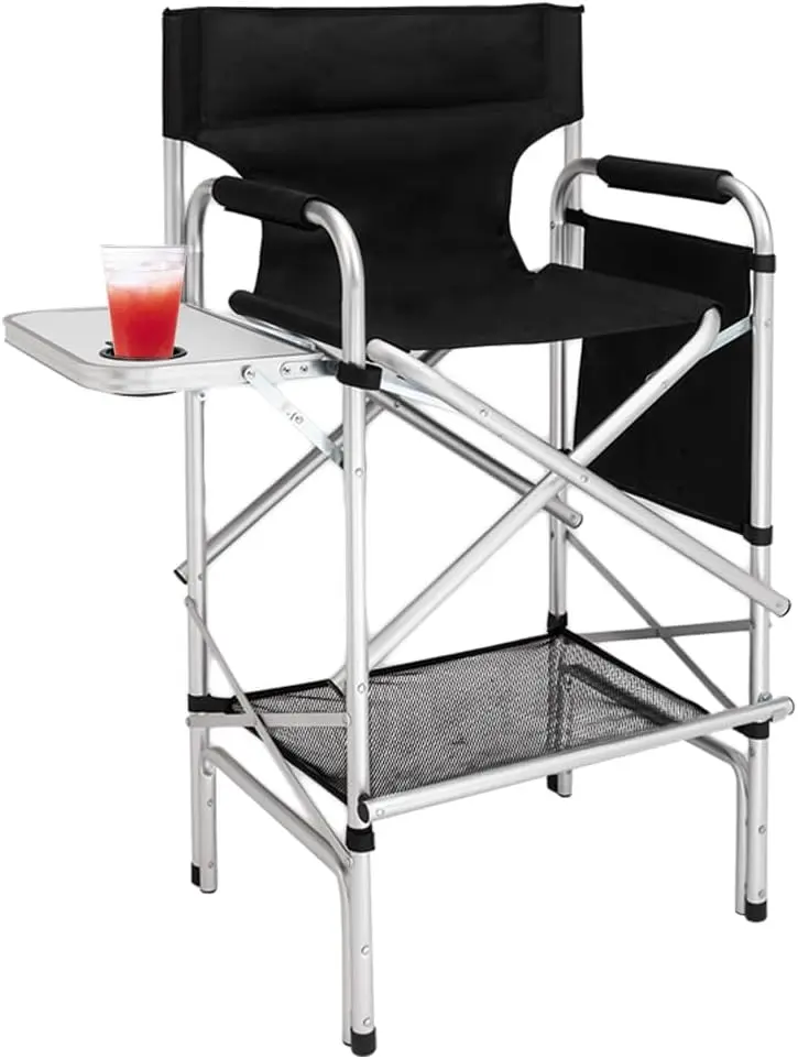 31" Folding Director's Chair with Side Table, 300 lbs Capacity, Portable Aluminum Frame
31" Folding Director's Chair with Side Table, 300 lbs Capacity, Portable Aluminum Frame