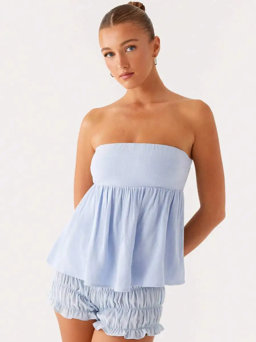 Women Summer Flowy Strapless Tube Top Solid Color Loose Bandeau Crop Top Casual Sleeveless
Women Summer Flowy Strapless Tube Top Solid Color Loose Bandeau Crop Top Casual Sleeveless