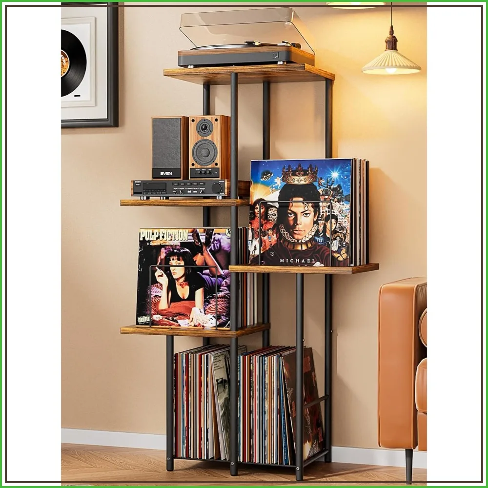 43" Record Player Stand, Mid Century Vinyl Storage Cabinet with Dividers, Turntable Table, Wood & Metal, Compact Vertical Design
43" Record Player Stand, Mid Century Vinyl Storage Cabinet with Dividers, Turntable Table, Wood & Metal, Compact Vertical Design