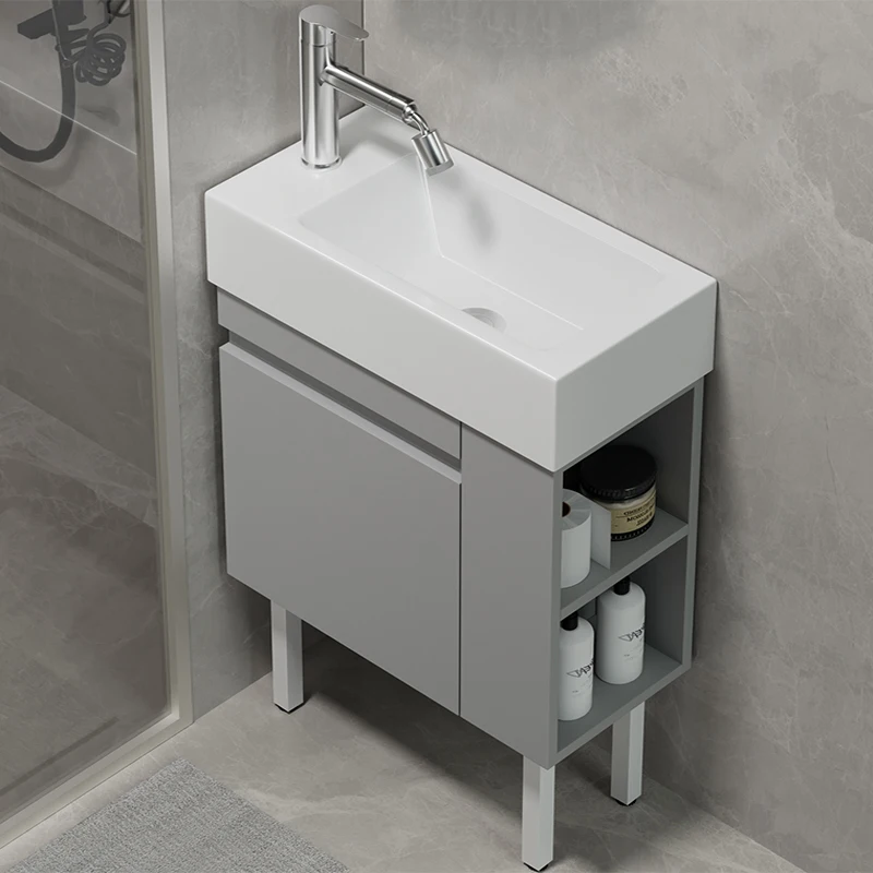 Small apartment floor-to-ceiling wash basin cabinet, no punching, narrow-sided ceramic wash basin, waterproof solid wood
Small apartment floor-to-ceiling wash basin cabinet, no punching, narrow-sided ceramic wash basin, waterproof solid wood