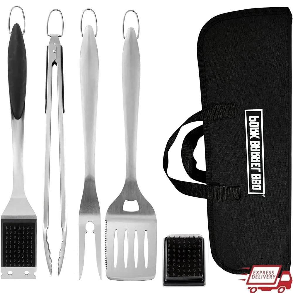 Premium Stainless Steel BBQ Grill Tool Set Complete Accessories Kit Grilling Tongs Spatula Fork Brush Perfect Outdoor Cooking
Premium Stainless Steel BBQ Grill Tool Set Complete Accessories Kit Grilling Tongs Spatula Fork Brush Perfect Outdoor Cooking