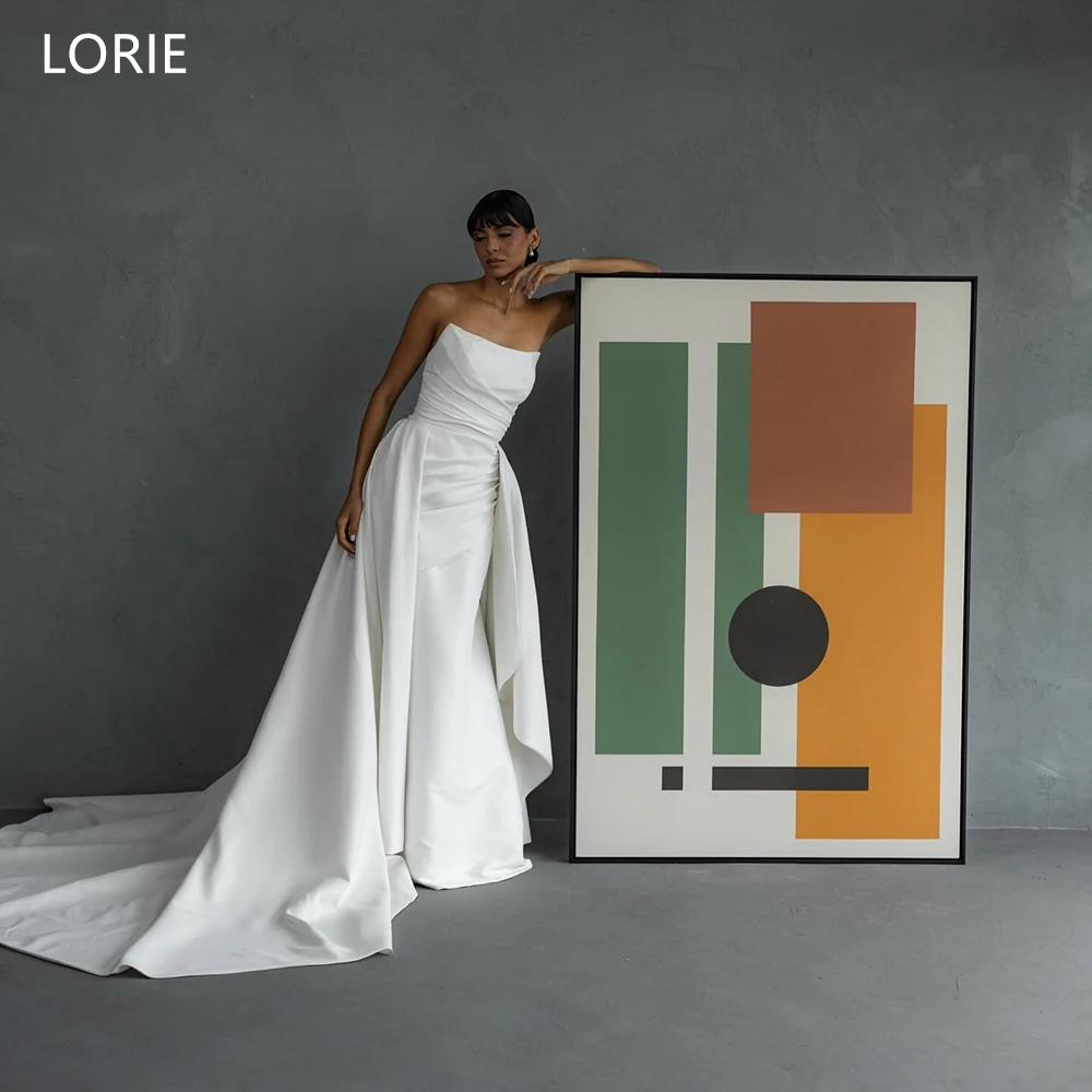 LORIE Elegant White Satin Wedding Dresses Strapless Pleats Backless Bride Prom Gown A-Line Long Train Bridal Gowns Customized
LORIE Elegant White Satin Wedding Dresses Strapless Pleats Backless Bride Prom Gown A-Line Long Train Bridal Gowns Customized