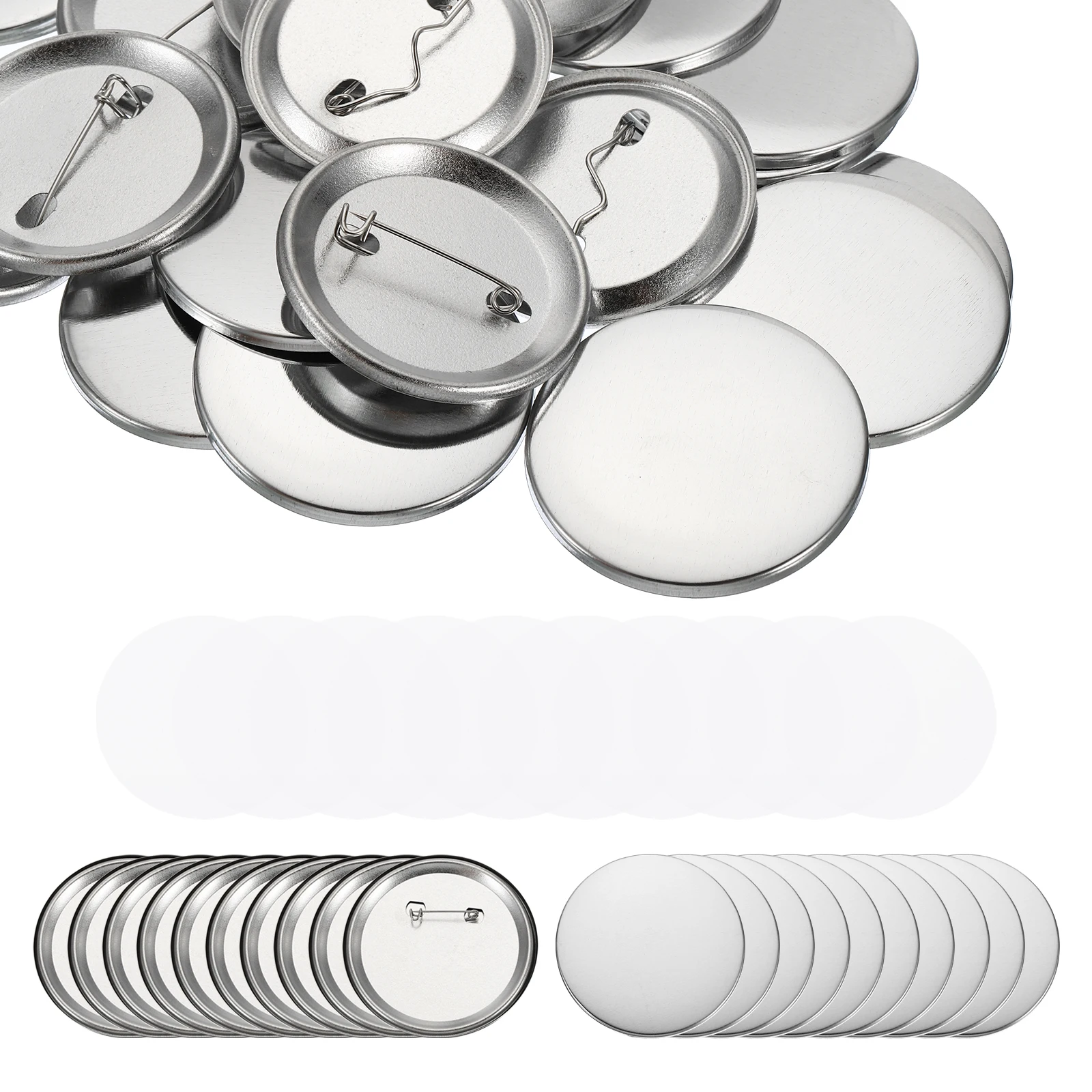 100/200pcs Metal Button Parts Supplies for Button Maker Machine Round Pin Maker Metal Top Metal Clip Bottom & Plastic Film
100/200pcs Metal Button Parts Supplies for Button Maker Machine Round Pin Maker Metal Top Metal Clip Bottom & Plastic Film