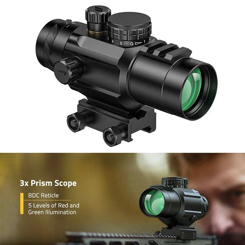 MidTen 3x32 Prism Tactical Rifle Scope Optics Sights Red Green Illuminated BDC Reticle Riflescope with 20mm Side rail Mount
MidTen 3x32 Prism Tactical Rifle Scope Optics Sights Red Green Illuminated BDC Reticle Riflescope with 20mm Side rail Mount