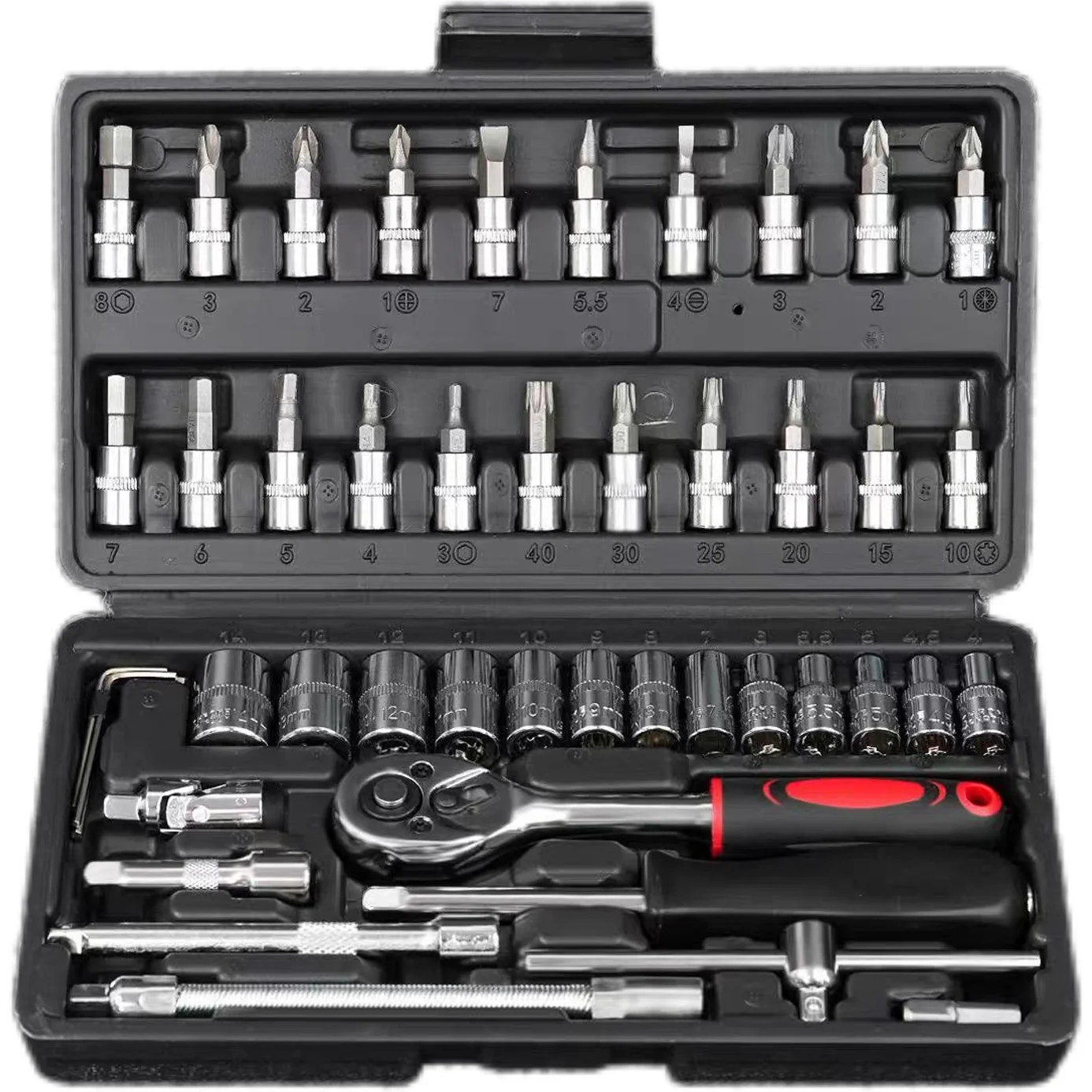 Tools 46-Piece Ratchet Wrench & Socket Set, Complete Repair Tool Kit with Manual Screwdrivers & Storage Box for Auto Maintenance
Tools 46-Piece Ratchet Wrench & Socket Set, Complete Repair Tool Kit with Manual Screwdrivers & Storage Box for Auto Maintenance