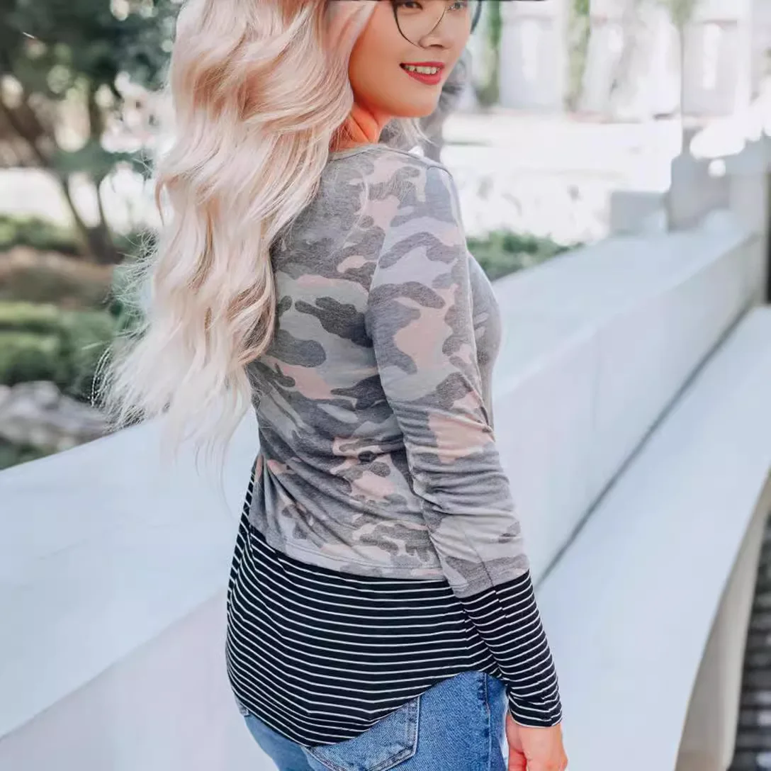 New Camouflage Patchwork Pocket Sequin Top T-Shirt For Women
New Camouflage Patchwork Pocket Sequin Top T-Shirt For Women