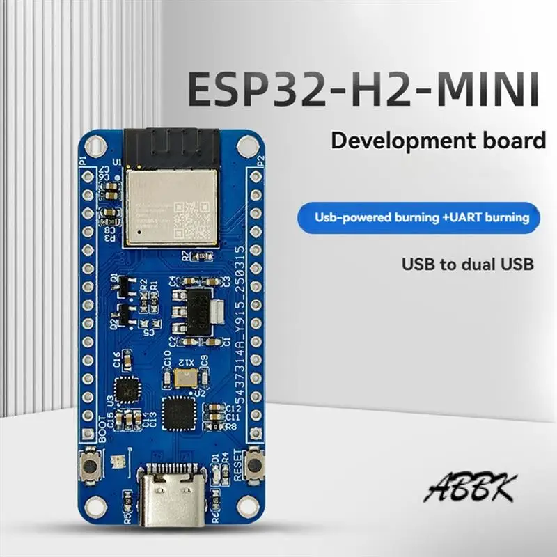 Плата для разработки ABBK с поддержкой RGB-подсветки Модуль USB + UART для записи ESP32-H2-MINI-1
Плата для разработки ABBK с поддержкой RGB-подсветки Модуль USB + UART для записи ESP32-H2-MINI-1