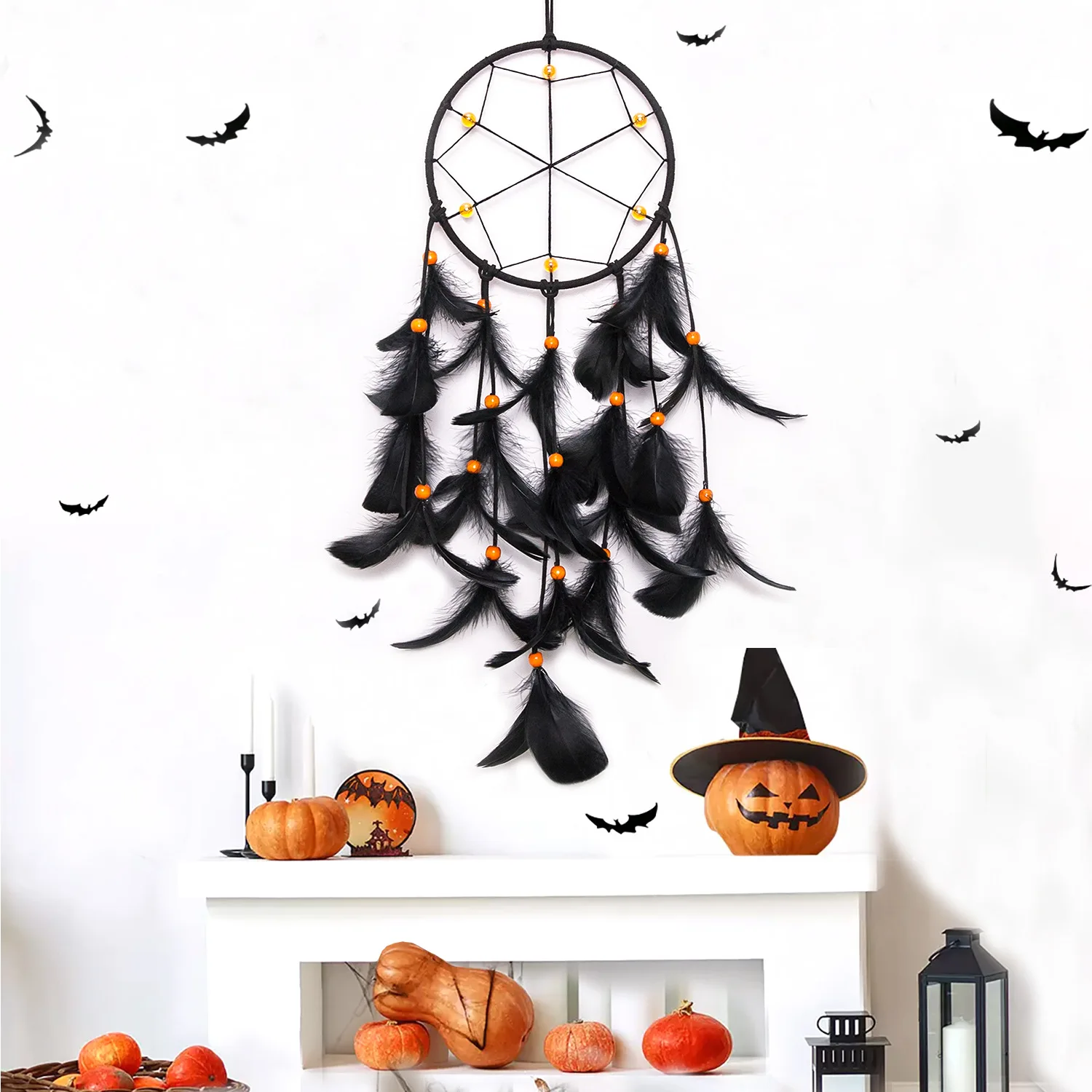 Halloween Creative Gifts Black Dream Catchers Home Decor Wall Decor Hanging Dorm Ornament Handmade Feather Wind Chimes Hanging
Halloween Creative Gifts Black Dream Catchers Home Decor Wall Decor Hanging Dorm Ornament Handmade Feather Wind Chimes Hanging