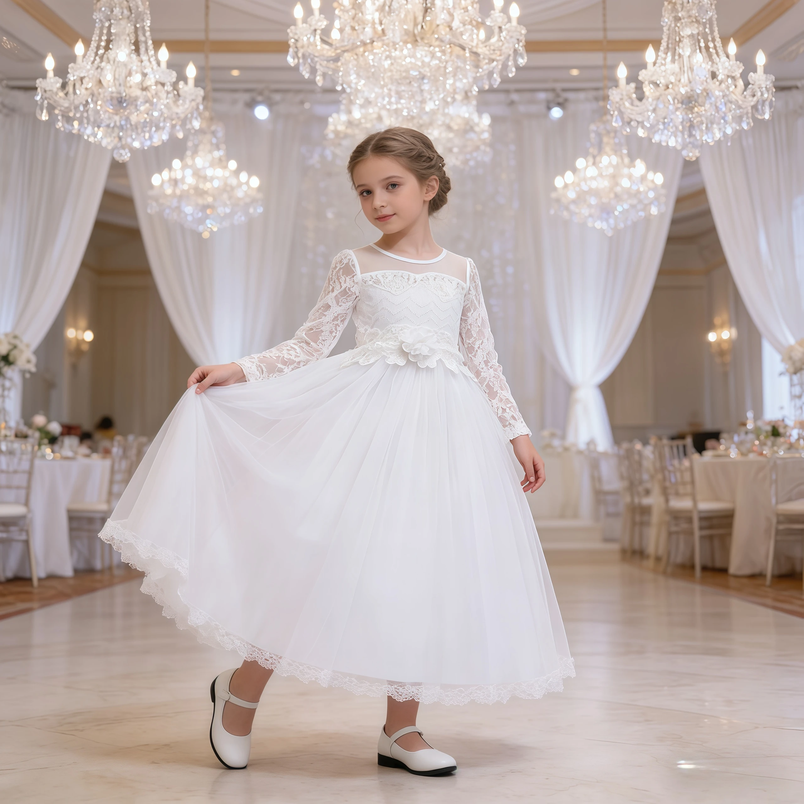 Kids Girls Wedding White Dress Lace Flower Long Sleeve Puffy Princess Gown For Children Formal Evening Birthday Party Vestidos
Kids Girls Wedding White Dress Lace Flower Long Sleeve Puffy Princess Gown For Children Formal Evening Birthday Party Vestidos
