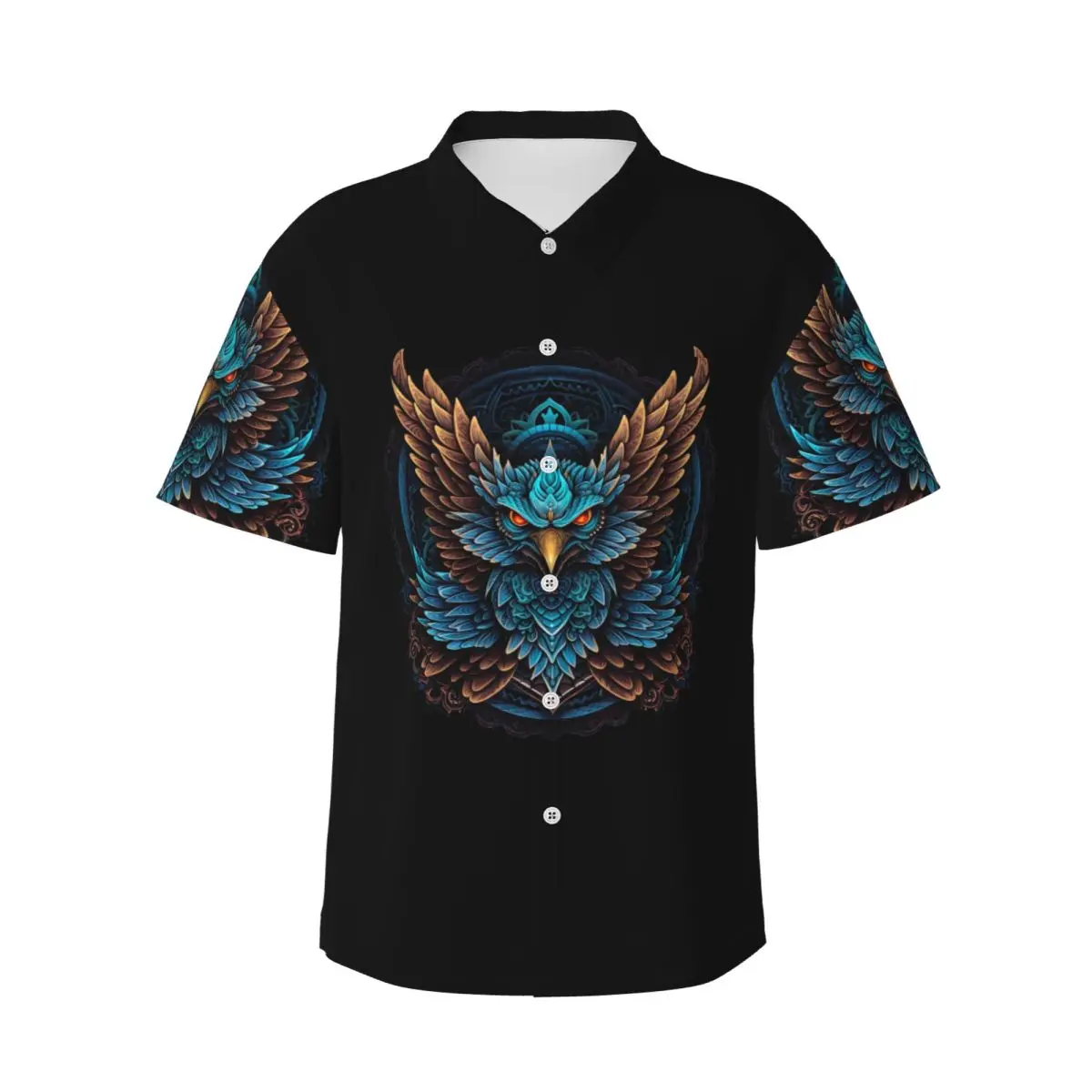 Родная Мандала Сова Американские мужские рубашки Гавайская рубашка с коротким рукавом Модные топы на пуговицах для летнего пляжа
Родная Мандала Сова Американские мужские рубашки Гавайская рубашка с коротким рукавом Модные топы на пуговицах для летнего пляжа