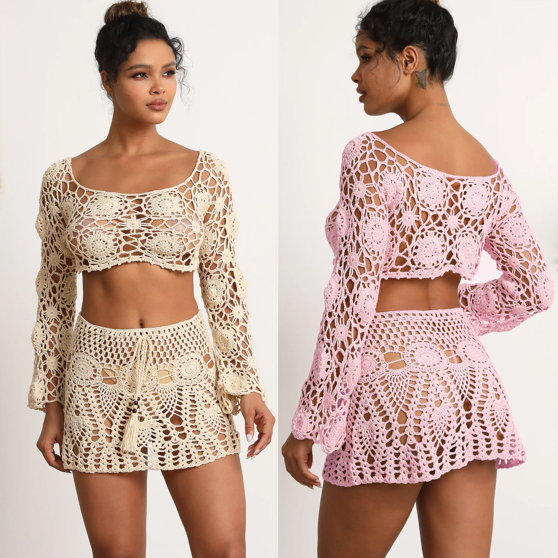 Best-selling Handmade Crochet Beach Set Bikini Swimsuit Cover-up Solid-color Short Skirt From Europe and America
Best-selling Handmade Crochet Beach Set Bikini Swimsuit Cover-up Solid-color Short Skirt From Europe and America