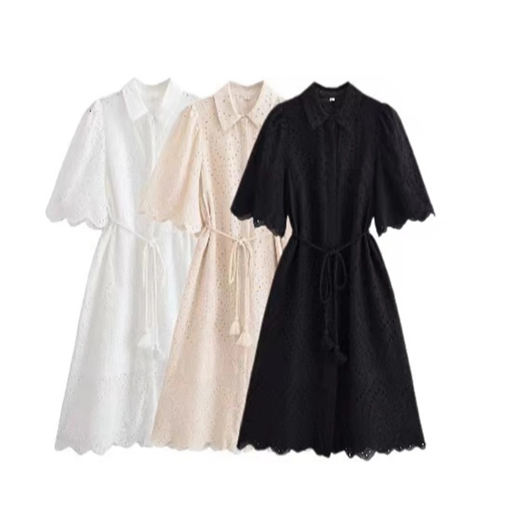 Taop&Za women's clothing 2025 summer new loose lapel with belt floral hollow dress 1265557
Taop&Za women's clothing 2025 summer new loose lapel with belt floral hollow dress 1265557