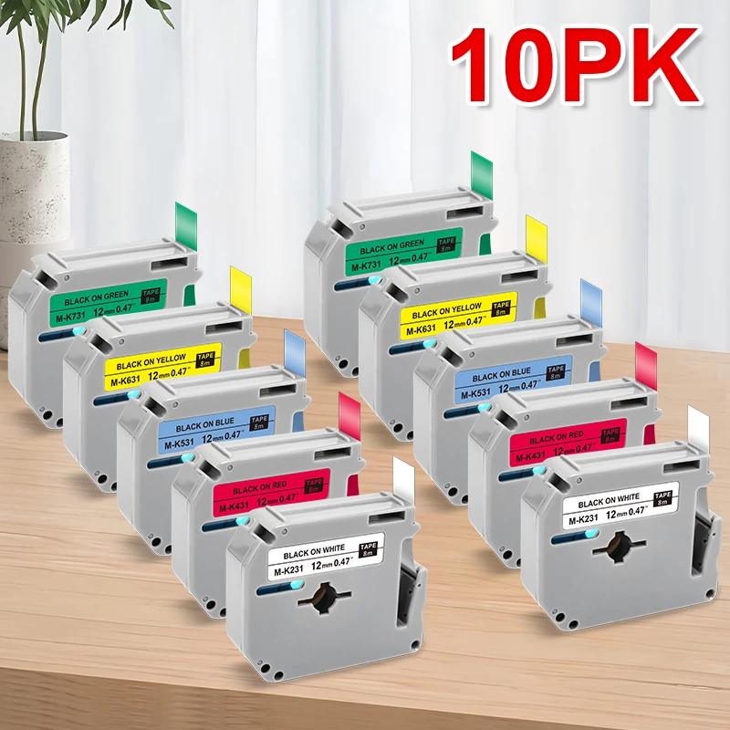 10PK 12mm Multicolors Label for Brother MK231 MK131 MK431 MK531 MK631 MK731 Compatible Brother P-Touch PT-65 PT-80 Label Printer
10PK 12mm Multicolors Label for Brother MK231 MK131 MK431 MK531 MK631 MK731 Compatible Brother P-Touch PT-65 PT-80 Label Printer