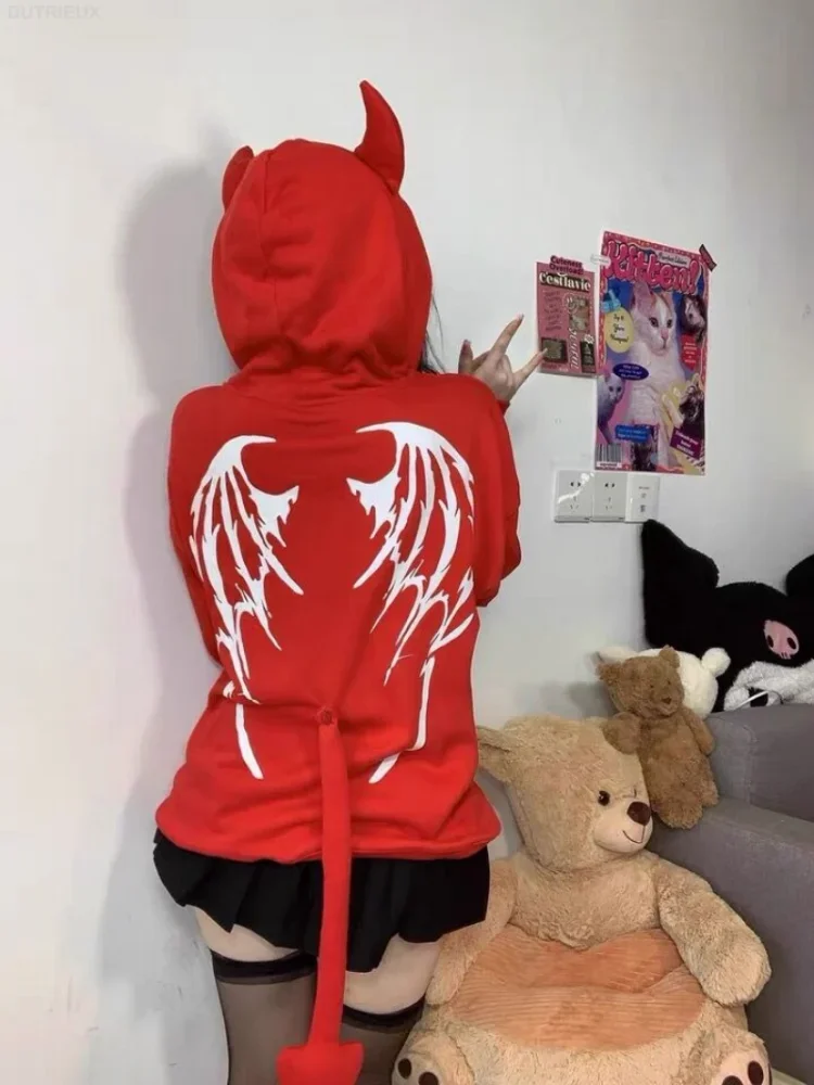 Japanese Zip Up Devil Horns Hoodies Women Harajuku Punk Gothic Sweatshirt Fairy Grunge Jacket Coat Streetwear Alt Emo Clothes
Japanese Zip Up Devil Horns Hoodies Women Harajuku Punk Gothic Sweatshirt Fairy Grunge Jacket Coat Streetwear Alt Emo Clothes