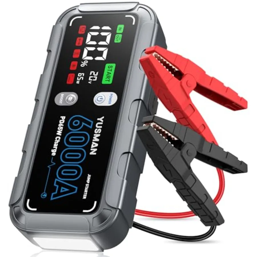 6000A Car Battery Jump Starter 65W Quick Charger 26800mAh Jump Starter Battery Pack All Gas/12L Diesel with Booster 12V Portabl
6000A Car Battery Jump Starter 65W Quick Charger 26800mAh Jump Starter Battery Pack All Gas/12L Diesel with Booster 12V Portabl