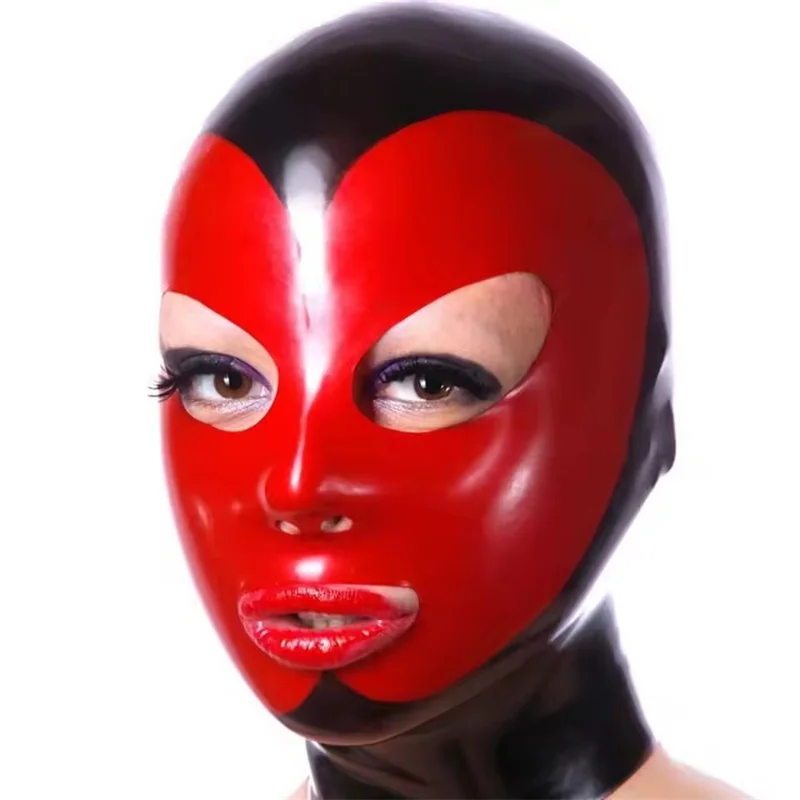 Latex Hood black with Red Back Zipper Open Eyes Mouth for Catsuit Rubber Mask Cosplay Club Wear Costume 
Latex Hood black with Red Back Zipper Open Eyes Mouth for Catsuit Rubber Mask Cosplay Club Wear Costume