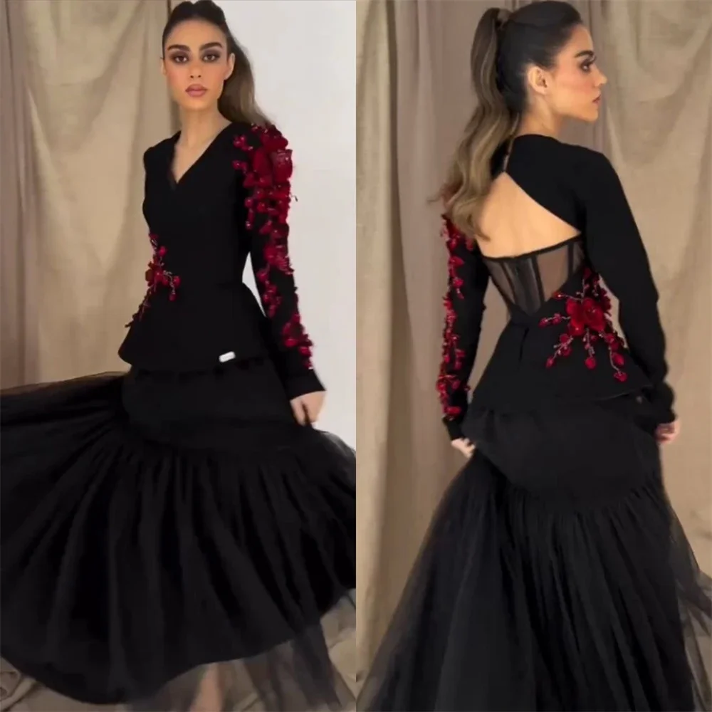 Customized Evening Dress Formal Prom Gown V-neck A-line Ankle Length Skirts Draped Tulle Flower Bespoke Occasion Dresses Saudi A
Customized Evening Dress Formal Prom Gown V-neck A-line Ankle Length Skirts Draped Tulle Flower Bespoke Occasion Dresses Saudi A