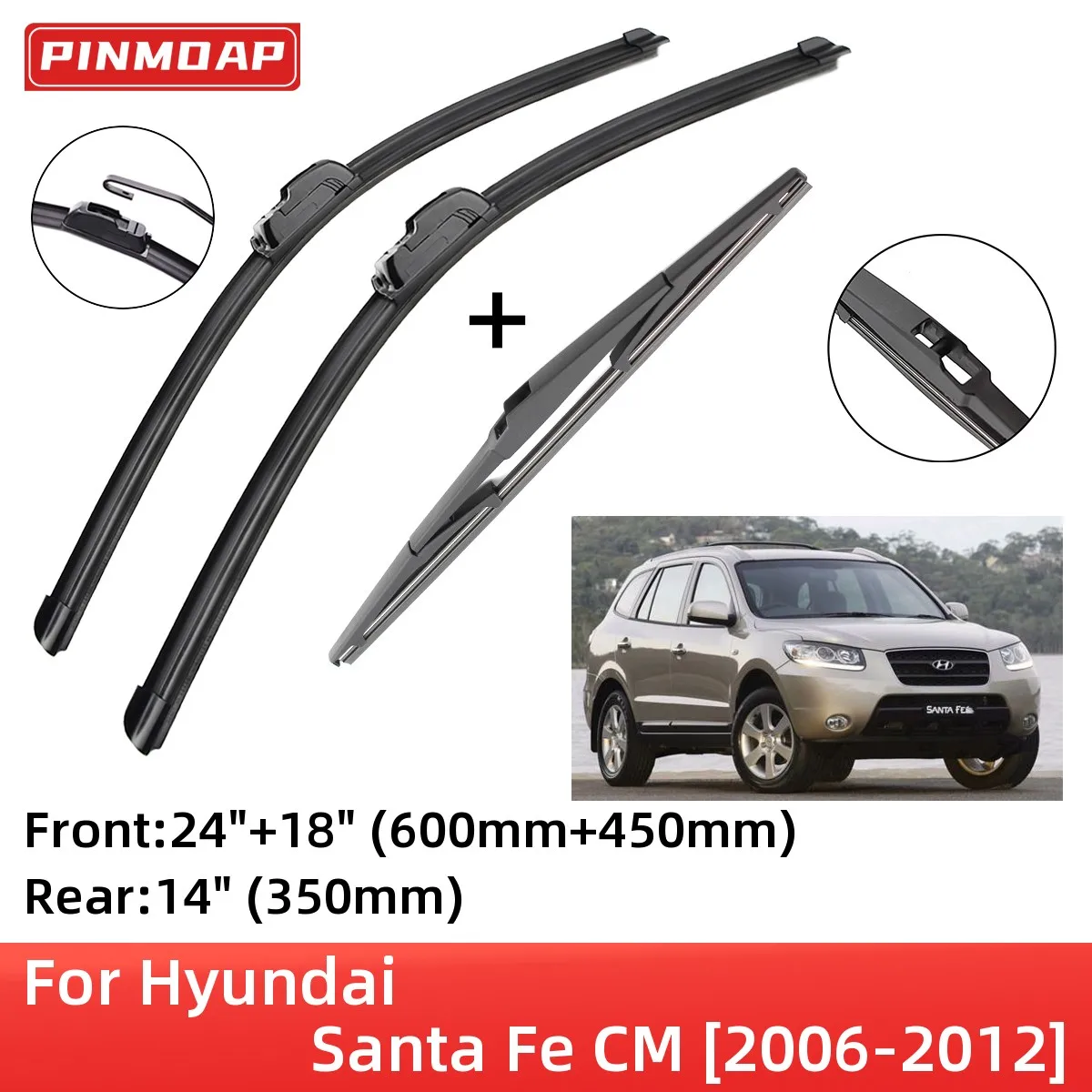 For Hyundai Santa Fe CM 2006-2012 Front Rear Wiper Blades Brushes Cutter Accessories J Hook 2006 2007 2008 2009 2010 2011 2012
For Hyundai Santa Fe CM 2006-2012 Front Rear Wiper Blades Brushes Cutter Accessories J Hook 2006 2007 2008 2009 2010 2011 2012