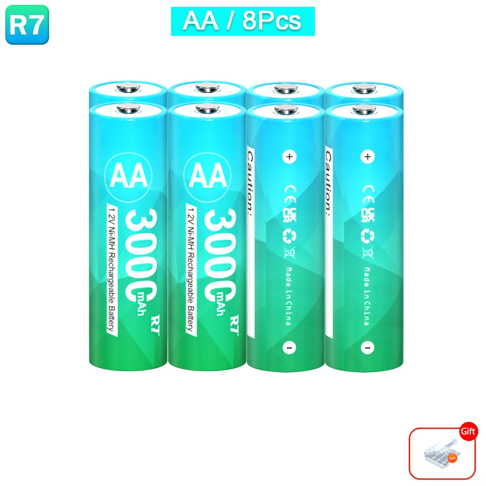 8PCS R7 AA 3000mAh battery 1.2V NI-MHaa Rechargeable Batteries 2A precharge LSD Batteries Ni-MH for Camera toys Parts
8PCS R7 AA 3000mAh battery 1.2V NI-MHaa Rechargeable Batteries 2A precharge LSD Batteries Ni-MH for Camera toys Parts