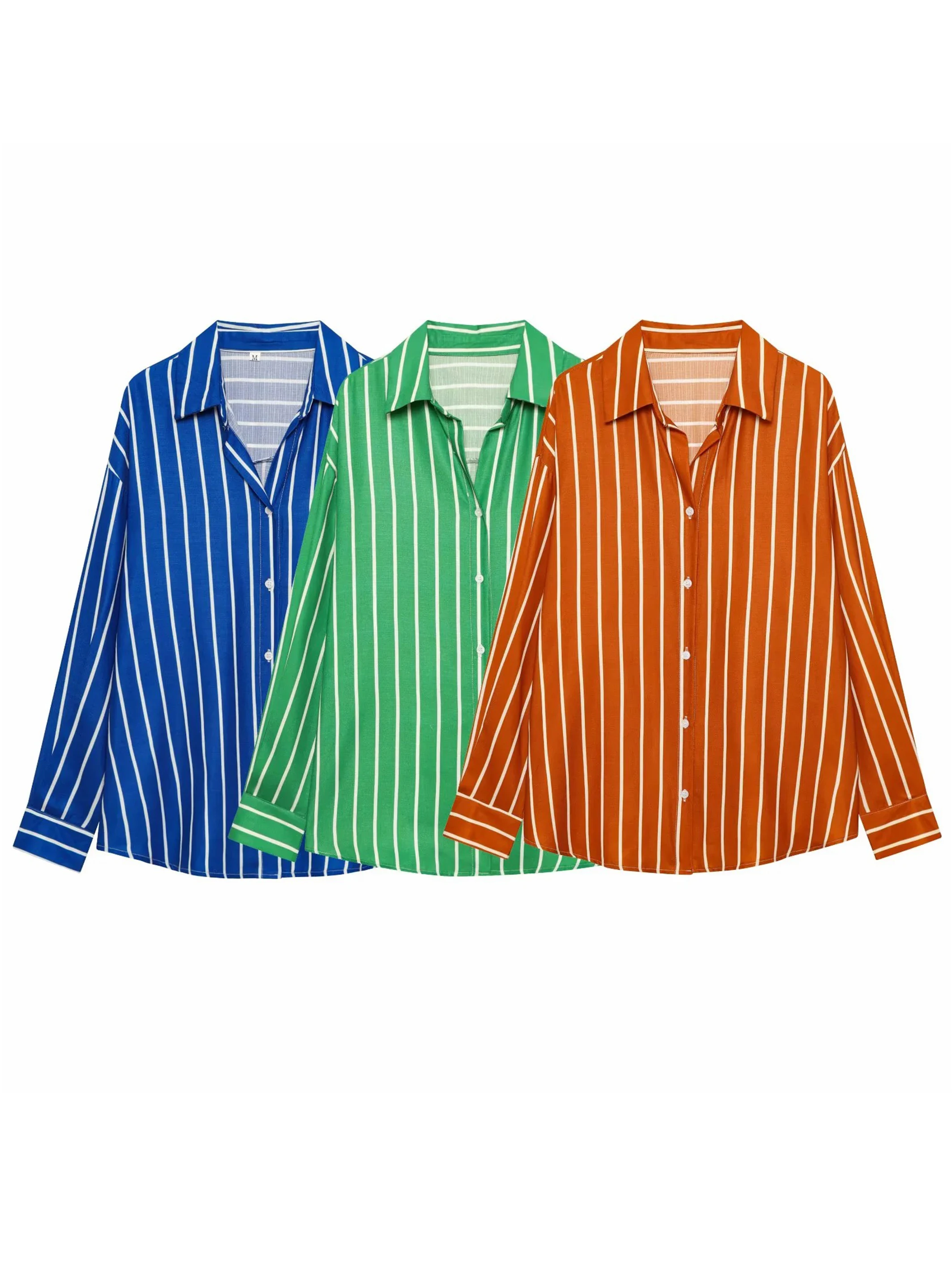Women Spring Fashion Single-Breasted Multicolored Stripes Shirt Woman Long Sleeves Casual Loose Street Female Top
Women Spring Fashion Single-Breasted Multicolored Stripes Shirt Woman Long Sleeves Casual Loose Street Female Top