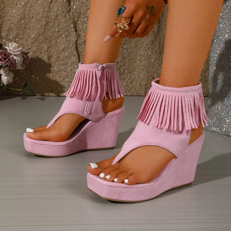 Bohemian Tassel Roman Sandals for Women Summer 2026 New Clip Toe High-top Wedge Height Boots
Bohemian Tassel Roman Sandals for Women Summer 2026 New Clip Toe High-top Wedge Height Boots