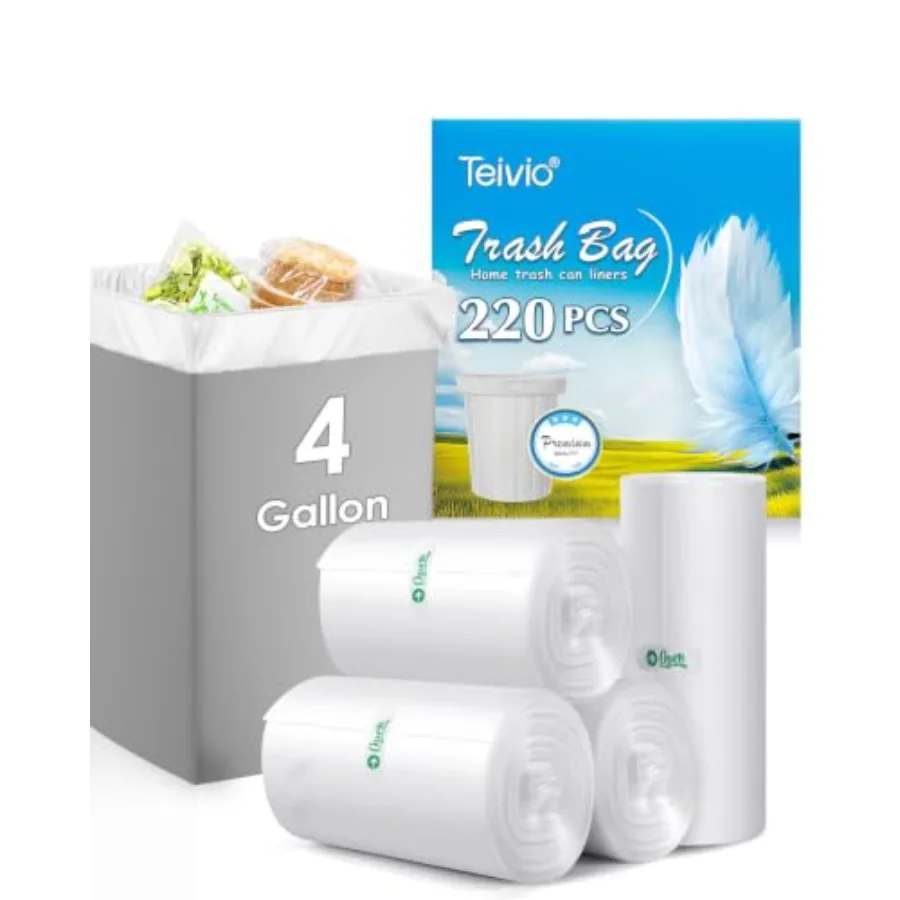 4 Gallon 220 Counts Strong Trash Bags Garbage Bags, Bathroom Trash Can Bin Liners, Small Plastic Bags for home office kitchen,
4 Gallon 220 Counts Strong Trash Bags Garbage Bags, Bathroom Trash Can Bin Liners, Small Plastic Bags for home office kitchen,